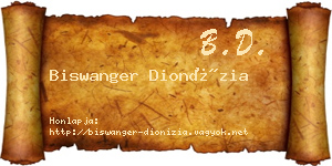 Biswanger Dionízia névjegykártya